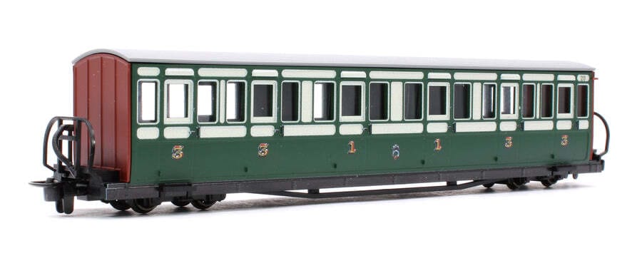 Peco OO - 9 FR Short Bowsider Bogie Coach - Early Preservation Green No.20 [GR621B] - Hobbytech Toys