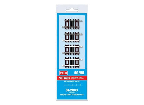 Peco ST - 2003 HO/OO Code 100 Special Short Straights (4pcs) - Hobbytech Toys