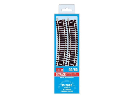 Peco ST - 2020 HO/OO Code 100 1st Radius Standard Curves (8pcs) - Hobbytech Toys