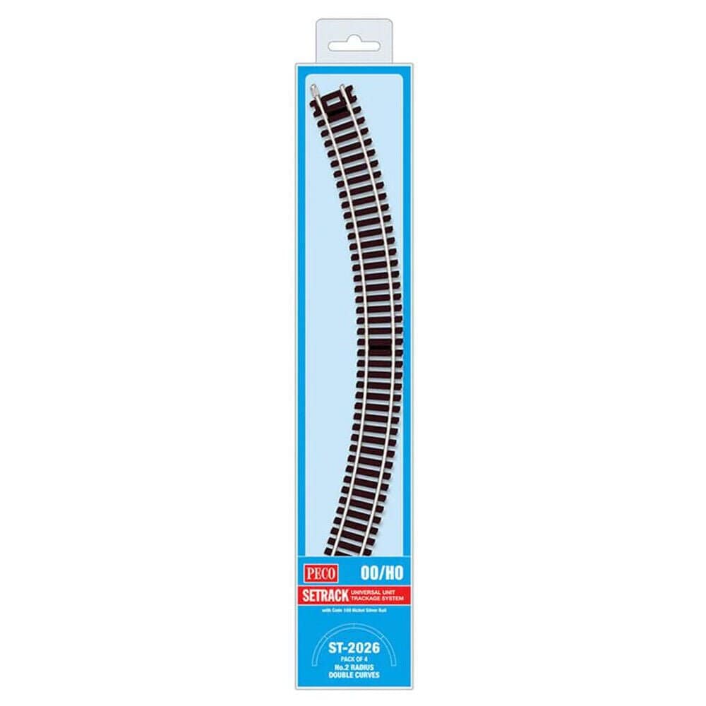 Peco ST - 2026 HO/OO Code 100 2nd Radius Double Curves (4pcs) - Hobbytech Toys