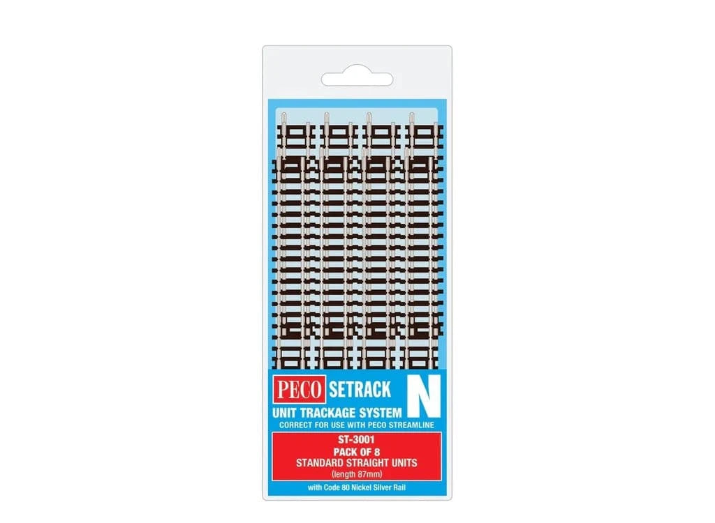 Peco ST - 3001 N Scale Code 80 Standard Straight (8pcs) - Hobbytech Toys