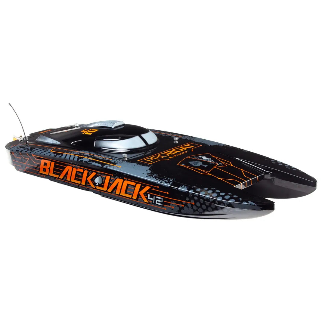 Pro Boat Blackjack 42 Brushless 8S Catamaran, RTR, Black / Orange