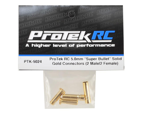 ProTek RC 5.0mm Super Bullet Solid Gold Connectors (2 Male/2 Female) - Hobbytech Toys