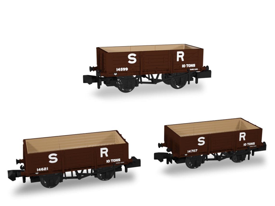 Rapido N Scale 5 Plank Open Wagons Diag D1349 in SR Livery (pre - 1936) (3pcs) [942006] - Hobbytech Toys