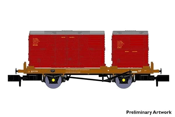 Rapido UK N BR Conflat P No. B933233 (with crimson containers) - Hobbytech Toys
