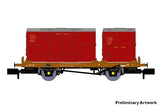 Rapido UK N BR Conflat P No. B933233 (with crimson containers) - Hobbytech Toys