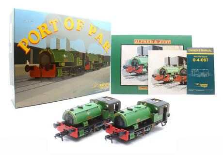 Rapido UK OO Scale Port of Par Bagnalls Twin Pack – Lined Light Green - DCC & Sound Fitted [968502]