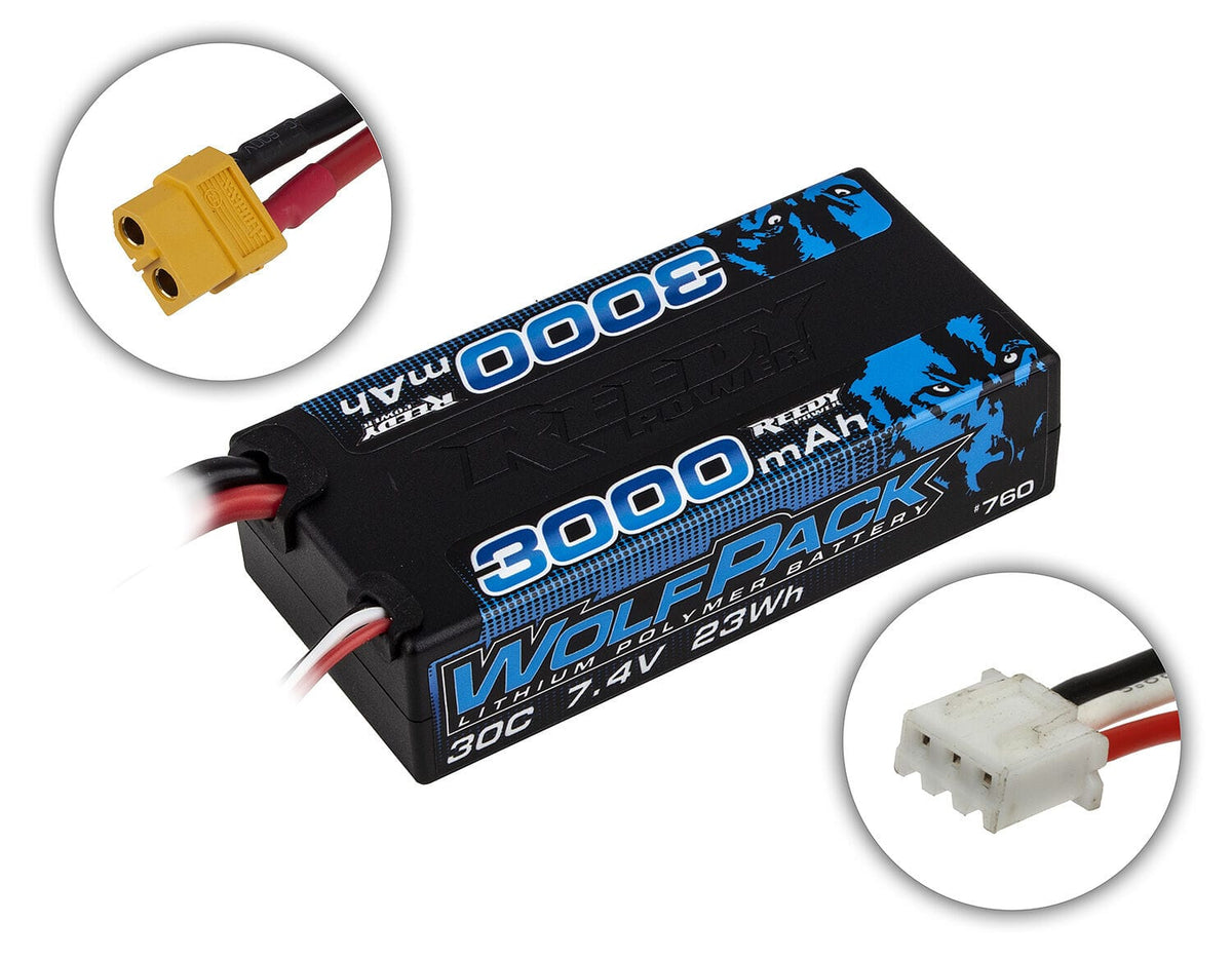 Reedy WolfPack LiPo 3000mAh 30C 7.4V Shorty, XT60 Plug [0760]