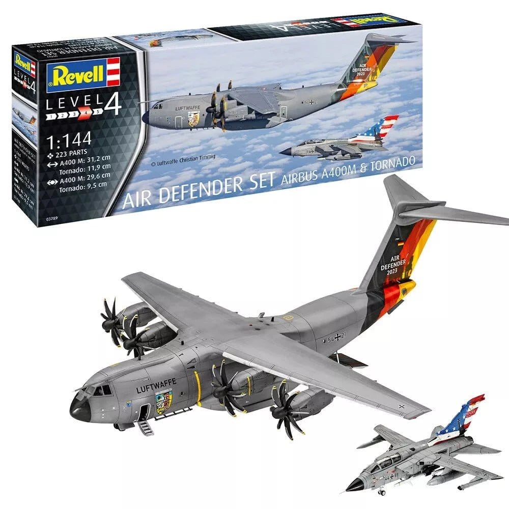 Revell 1/144 German Air Defender Set Airbus A400M & Tornado Plastic Model Kit [03789] - Hobbytech Toys