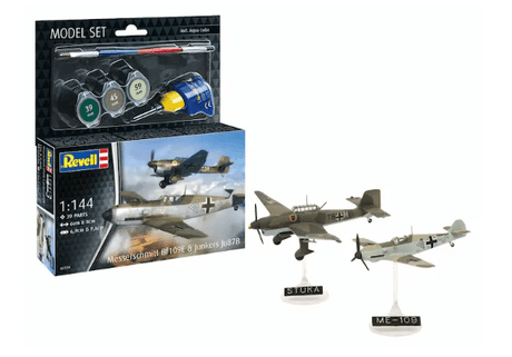 Revell 1/144 Model Set Messerschmitt Bf109E & Ju87B Stuka Plastic Model Kit [63770] - Hobbytech Toys