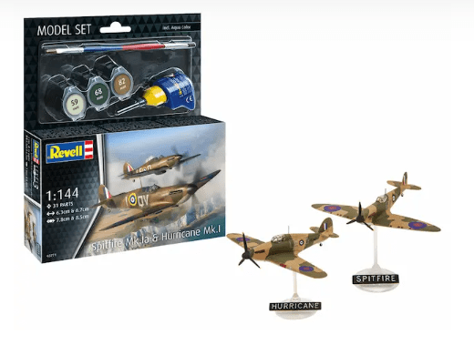 Revell 1/144 Model Set Spitfire Mk.la & Hurricane Mk.l Plastic Model Kit [63771] - Hobbytech Toys