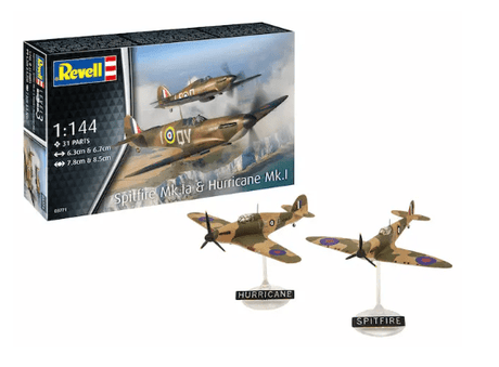 Revell 1/144 Supermarine Spitfire Mk.la & Hawker Hurricane Mk.I Plastic Model Kit [03771] - Hobbytech Toys