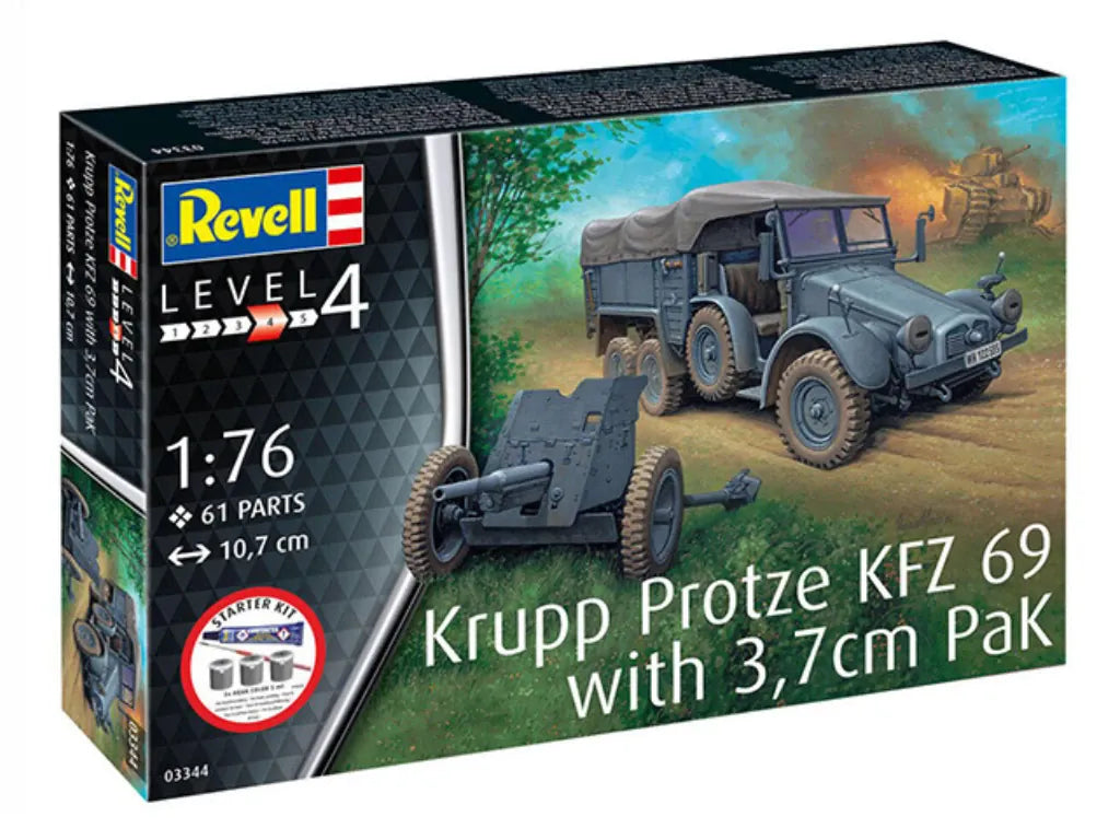 Revell 1/76 Starter Kit Krupp Protze Kfz. 69 with 3.7 cm Pak Plastic Model Kit [73344]