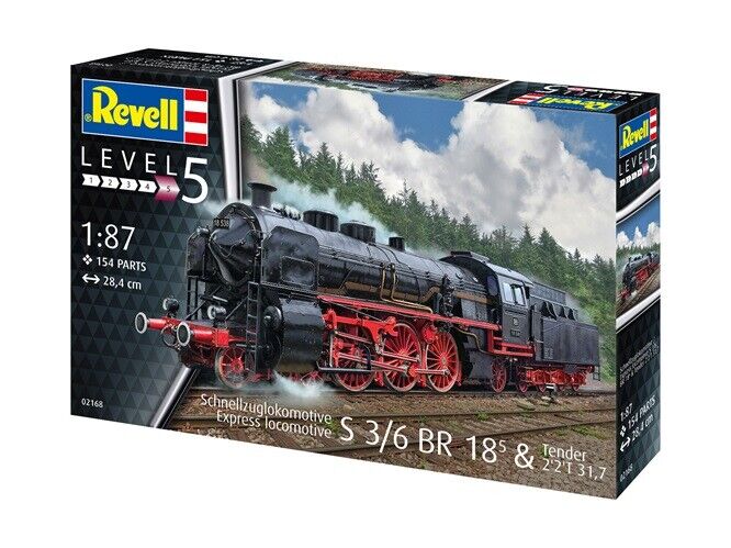 Revell 1/87 Express Locomotive S 3/6 Baureihe 18 with Tender 2 2 T31 Plastic Model Kit [02168] - Hobbytech Toys