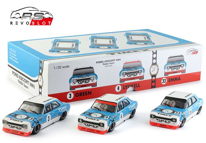 Revoslot 1/32 Ford Escort Mk1 Timex Triple Pack Slot Cars [RS0244]