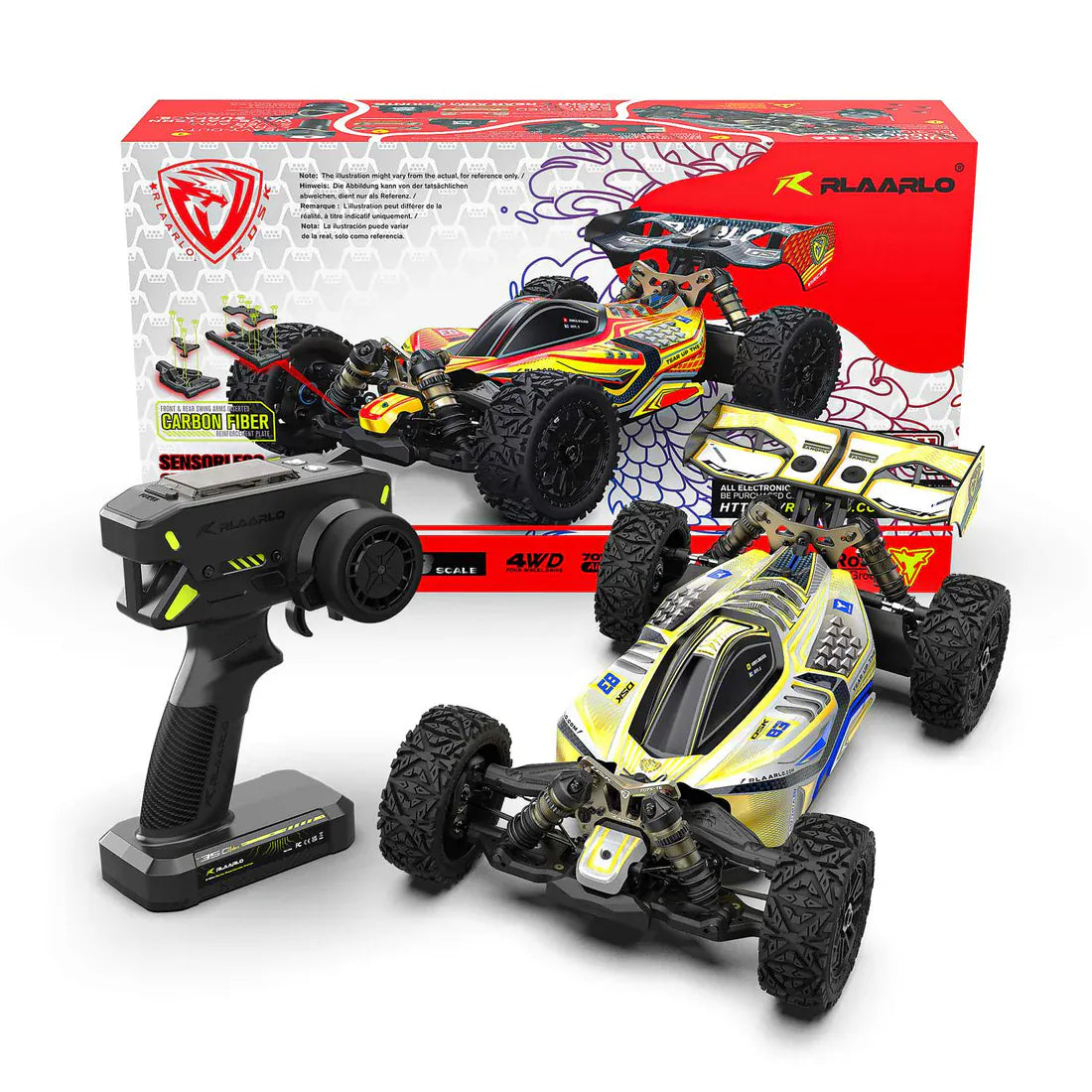 Rlaarlo 1/8 DSK Dragon Scale Knight Brushless RC Buggy - Blue / Yellow
