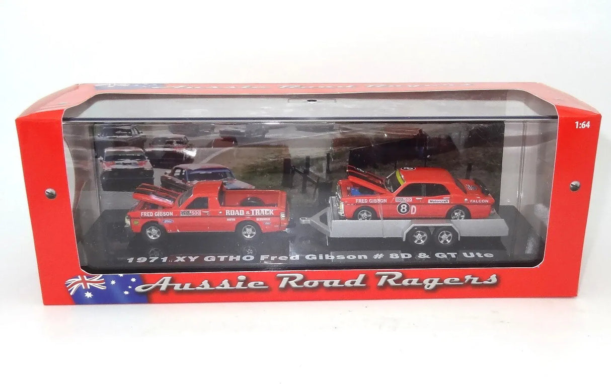 Road Ragers 1/64 1971 Fred Gibsons Falcon GT ute and GTHO III #8D Set