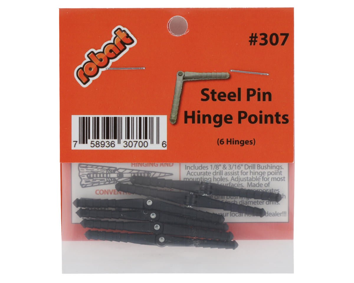 Robart 1/8" Steel Pin Hinge Point Set (6) - Hobbytech Toys
