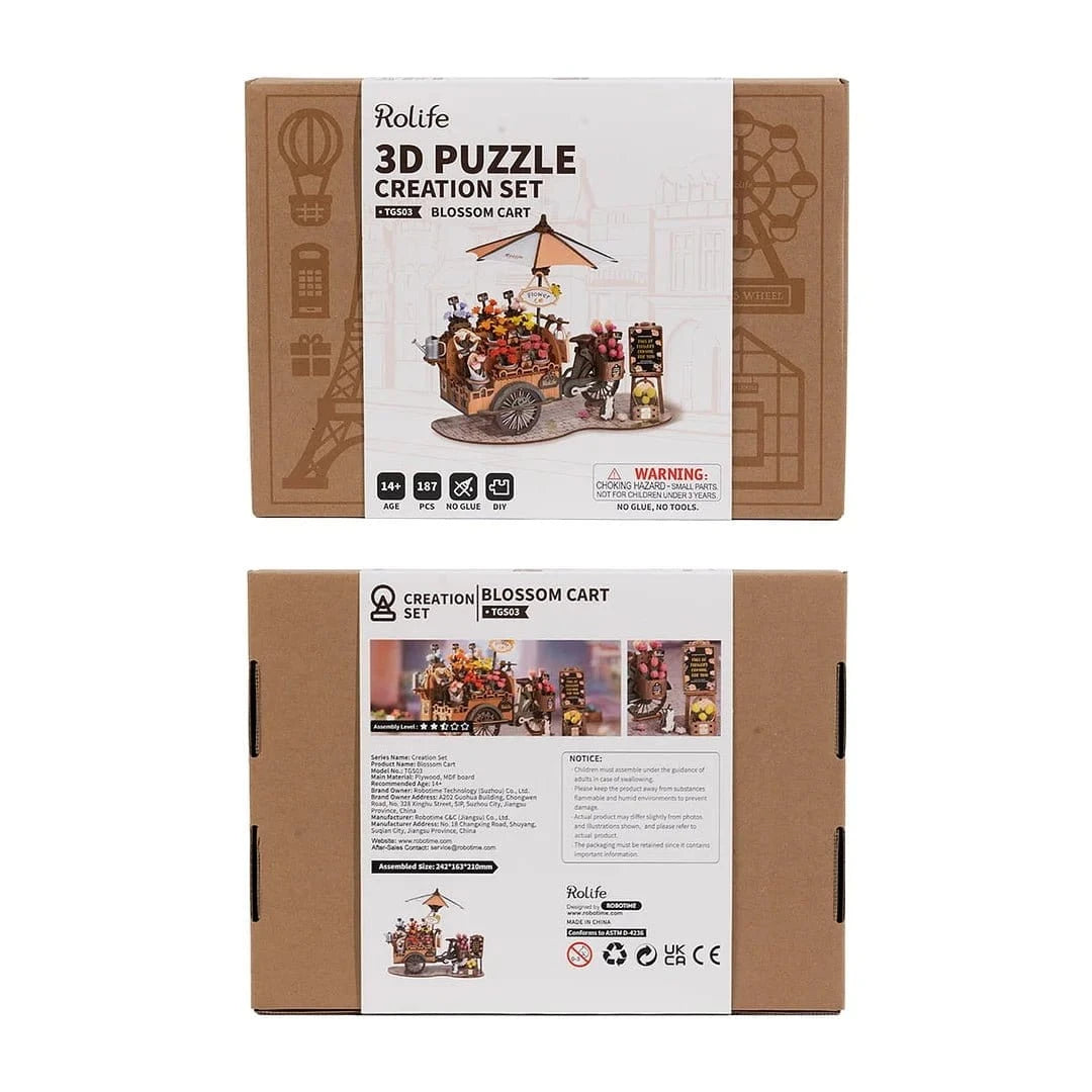 Robotime Blossom Cart DIY Wooden Kit [TGS03] - Hobbytech Toys