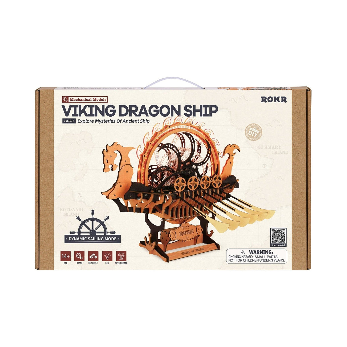 Robotime Viking Dragon Ship Mechanical 3D Wooden Kit [LK802] - Hobbytech Toys