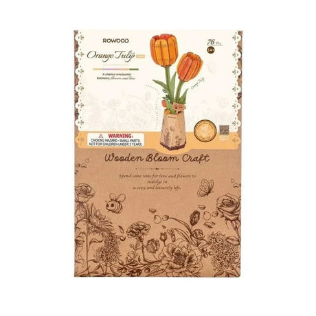Robotime Wood Bloom Orange Tulip Flower [TW081] - Hobbytech Toys