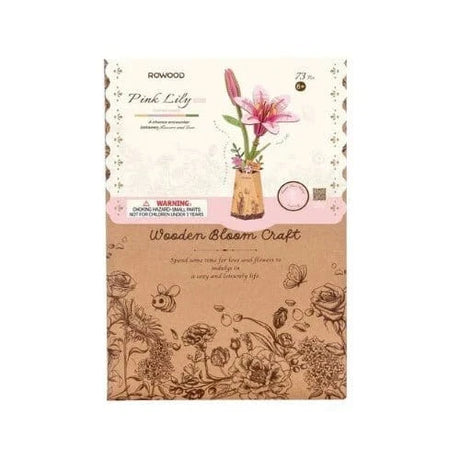 Robotime Wood Bloom Pink Lily Flower [TW071] - Hobbytech Toys