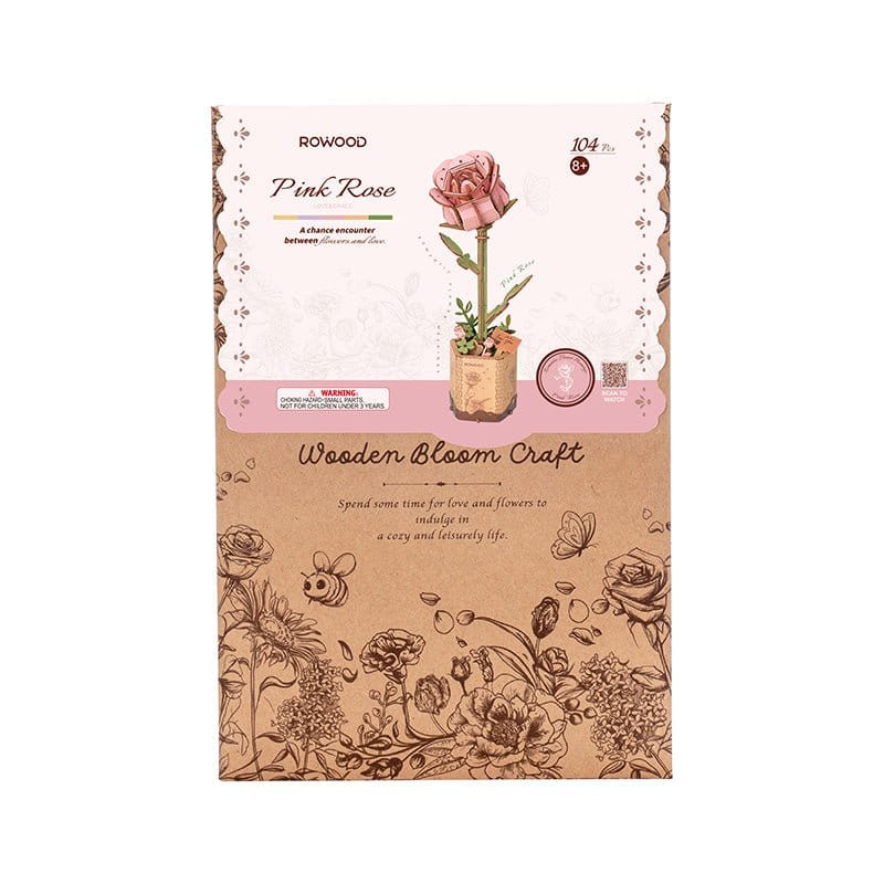 Robotime Wood Bloom Pink Rose Flower - Hobbytech Toys
