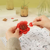 Robotime Wood Bloom Red Carnation Flower Kit [TW052] - Hobbytech Toys