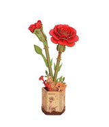 Robotime Wood Bloom Red Carnation Flower Kit [TW052] - Hobbytech Toys