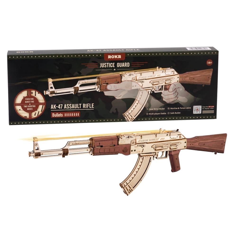ROKR AK - 47 Assault Rifle Wooden Kit - Hobbytech Toys
