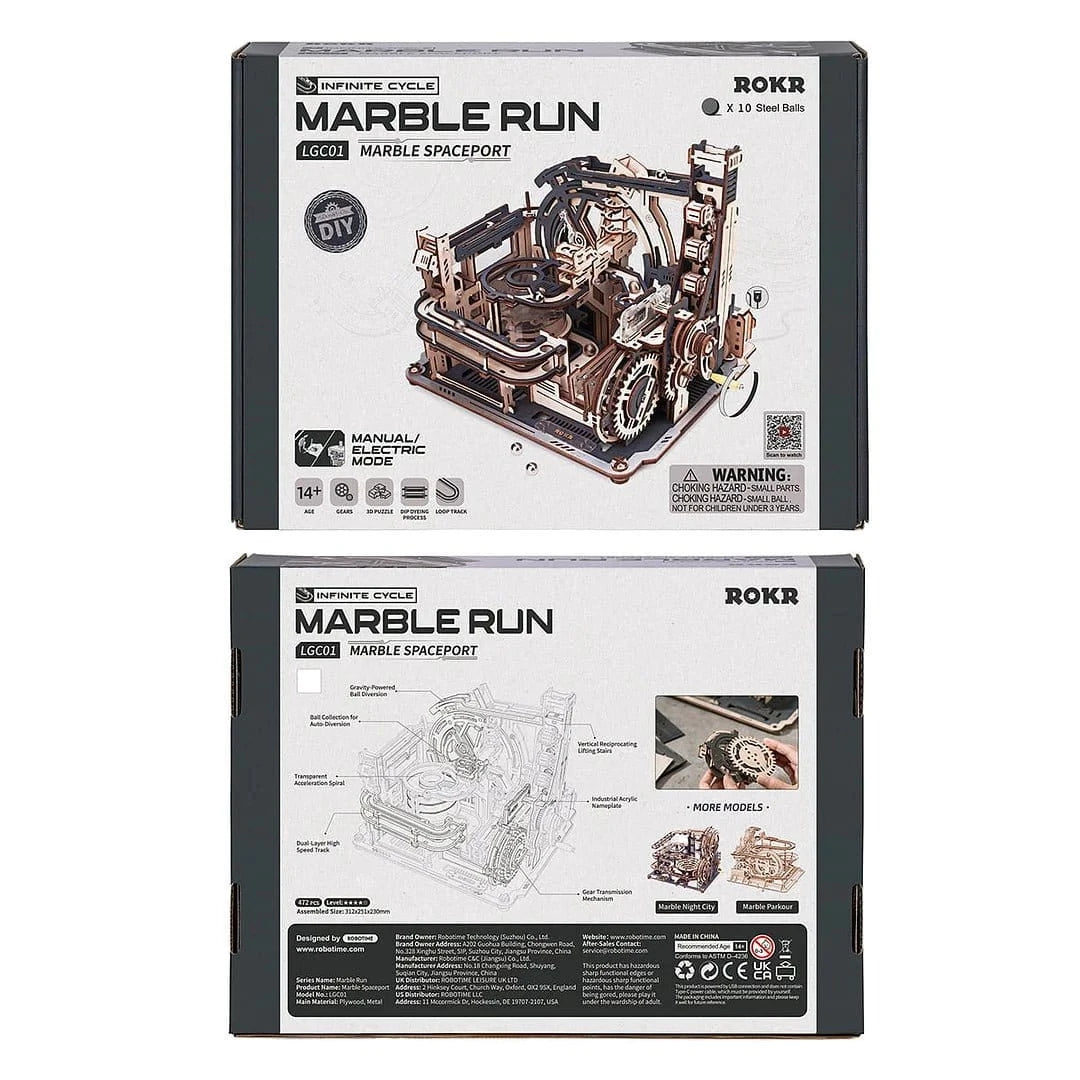 ROKR Marble Spaceport Marble Run 3D Wooden Puzzle [LGC01] - Hobbytech Toys