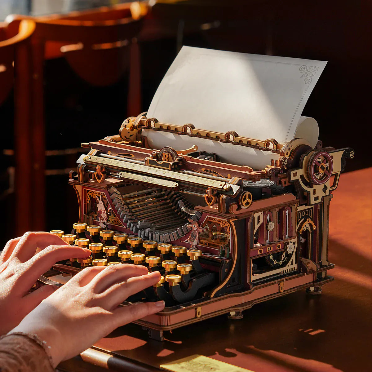 ROKR Mechanical Fairytale Typewriter Wooden Model Kit [LK703C]