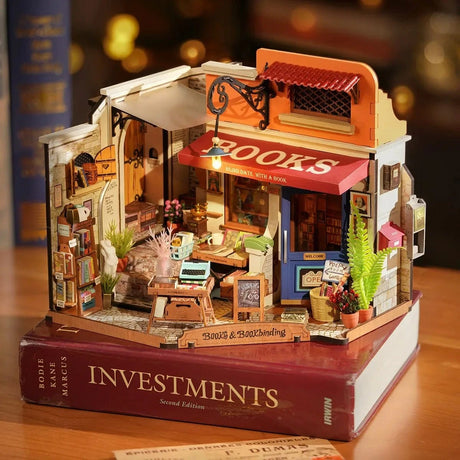 Rolife Corner Bookstore DIY Miniature House Kit DG164 - Hobbytech Toys
