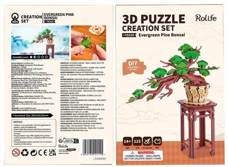 Rolife Evergreen Pine Bonsai DIY Wooden 3D Kit [TG510] - Hobbytech Toys