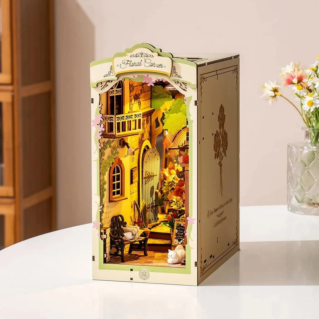Rolife Floral Corner DIY Book Nook Shelf Insert Kit [TGB09] - Hobbytech Toys
