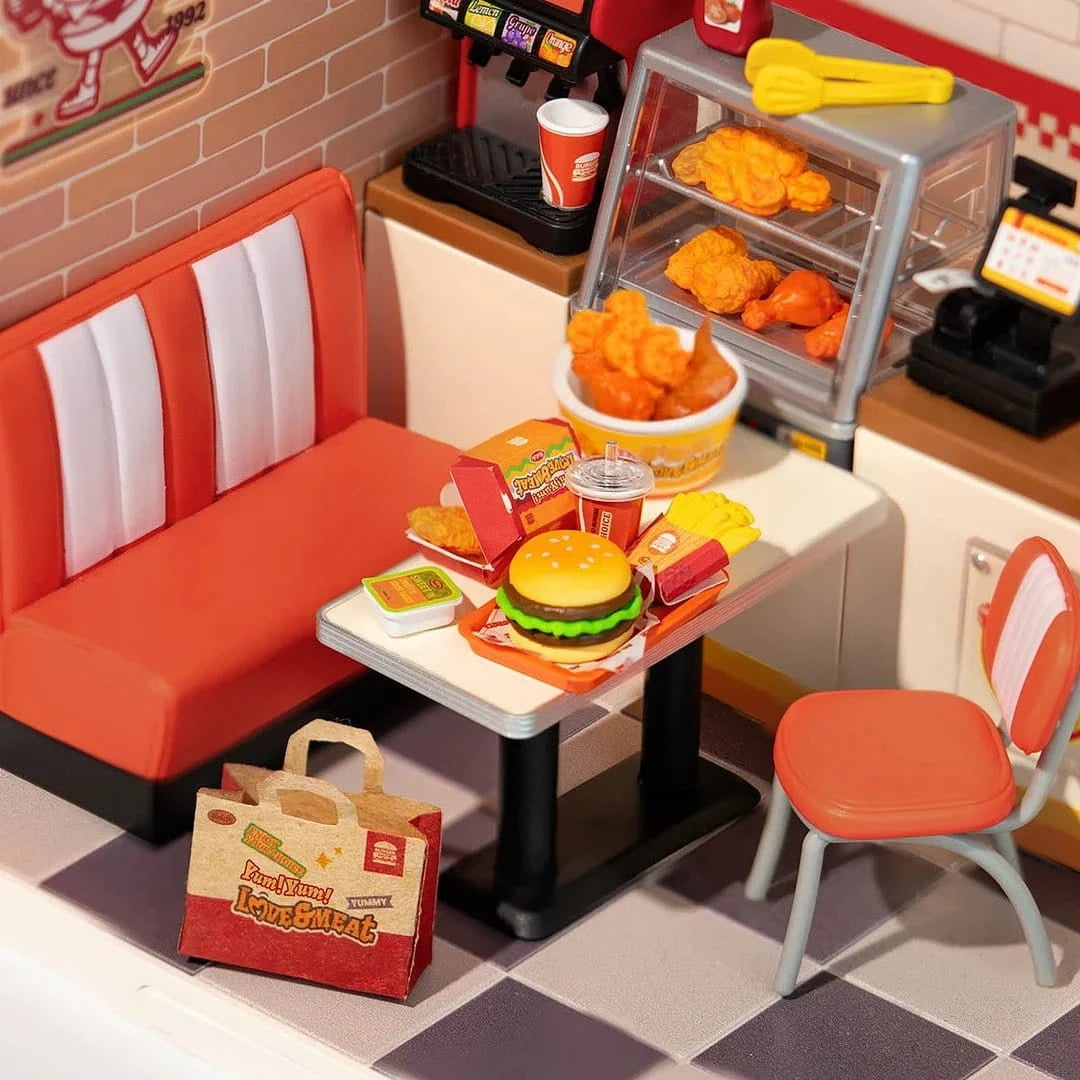 Rolife Yum Yum Burgers DIY Plastic Miniature House [DW010] - Hobbytech Toys