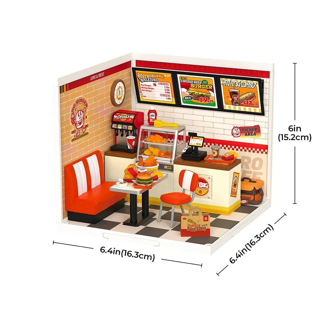 Rolife Yum Yum Burgers DIY Plastic Miniature House [DW010] - Hobbytech Toys