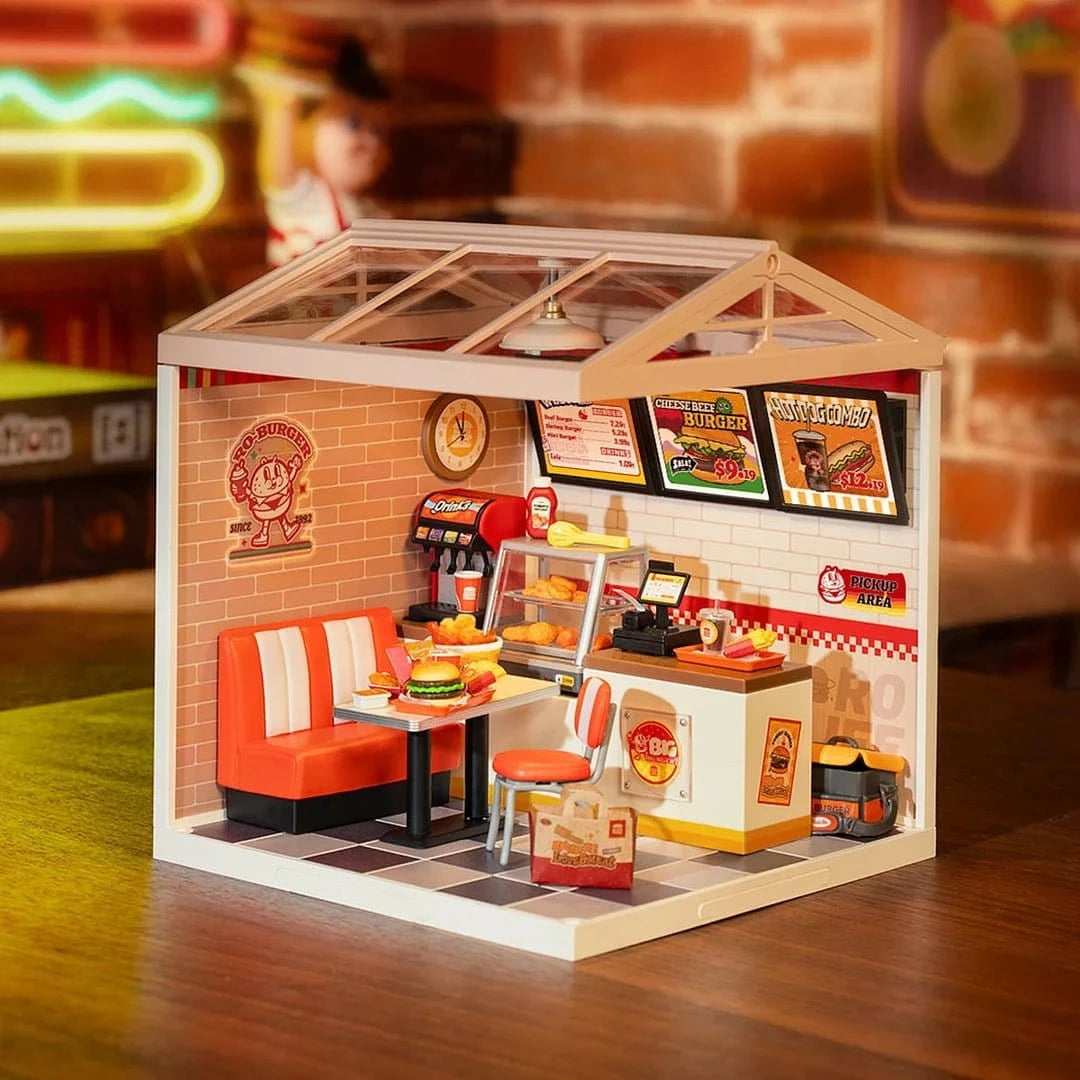 Rolife Yum Yum Burgers DIY Plastic Miniature House [DW010] - Hobbytech Toys