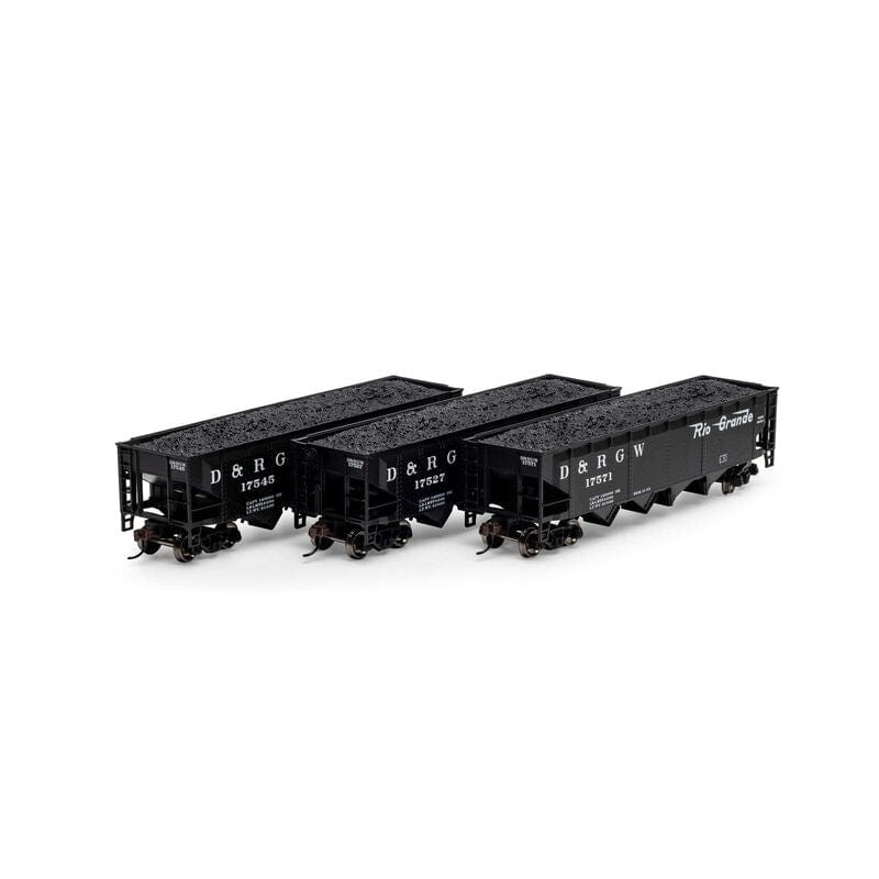 Roundhouse HO Scale 40ft 4-Bay Offset Hopper w/Load, D&RGW (3) [RND88184]
