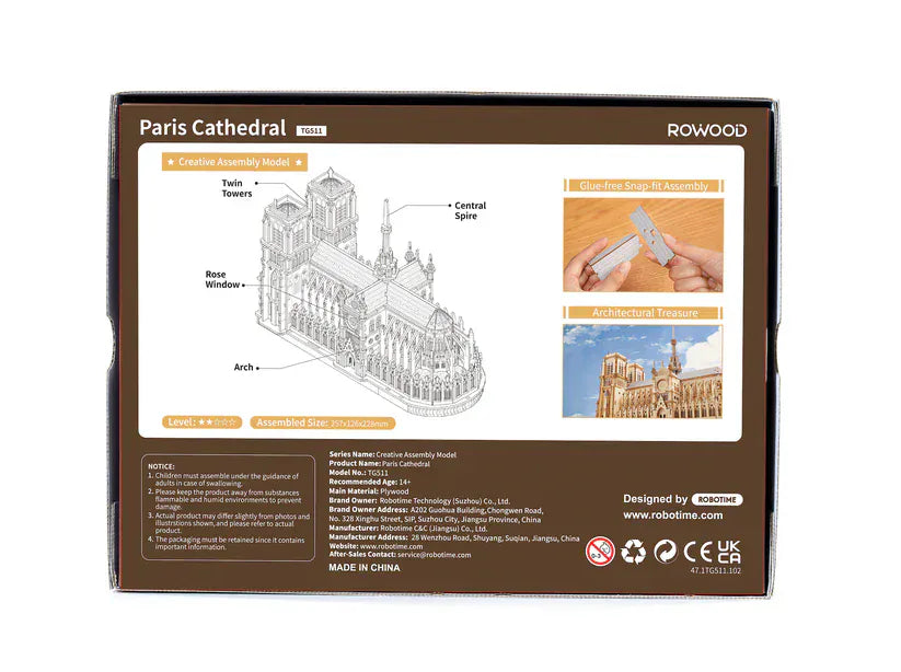 Rowood Paris Cathedral 3D Wooden Model Kit [TG511]