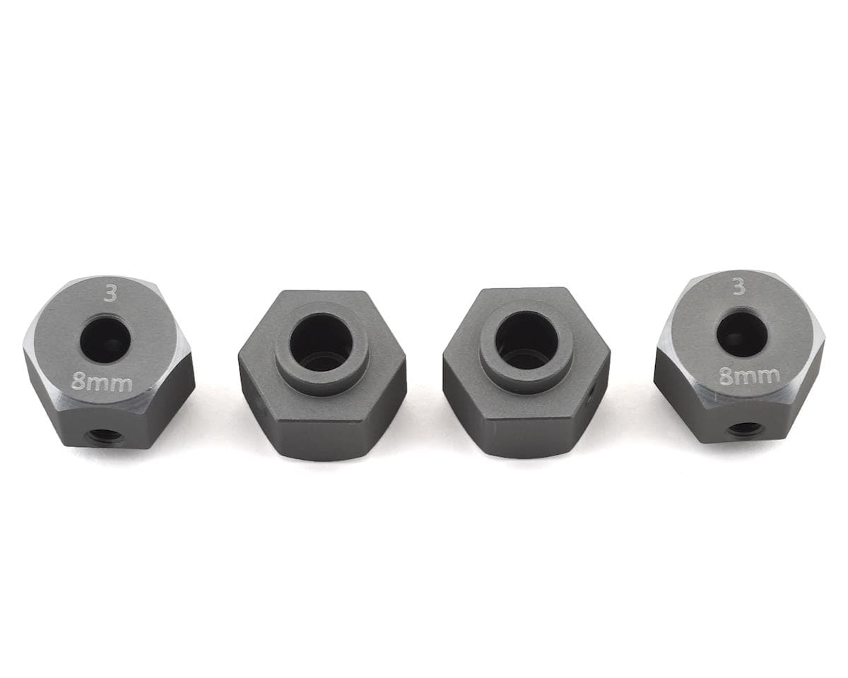 Samix SCX10 III/Capra Aluminum Hex Adapter (Grey) (4) (8mm)