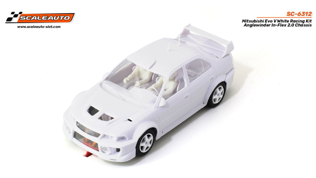 Scaleauto 6312 1/32 Mitsubishi Evo V White Racing Kit - Anglewinder - Hobbytech Toys