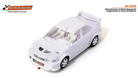 Scaleauto 6314 1/32 Mitsubishi Evo VI White Racing Kit - Anglewinder - Hobbytech Toys