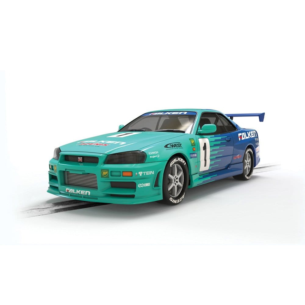 Scalextric Nissan R34 Skyline Falken Tyres Slot Car [C4678]