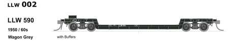SDS HO LLW Well Wagon LLW 590 1950/60S Wagon Grey Single Car - Hobbytech Toys
