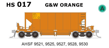 SDS HS 017 HO Scale SAR HS / AHSA Stone Hopper Wagons G&W Orange (5 Pack) - Hobbytech Toys