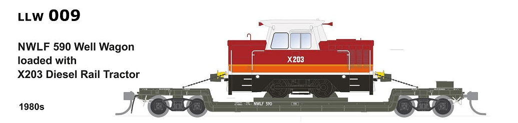 SDS LLW Well Wagon LLW 130 1970S With X205 Rail Tractor Load Single Car - Hobbytech Toys