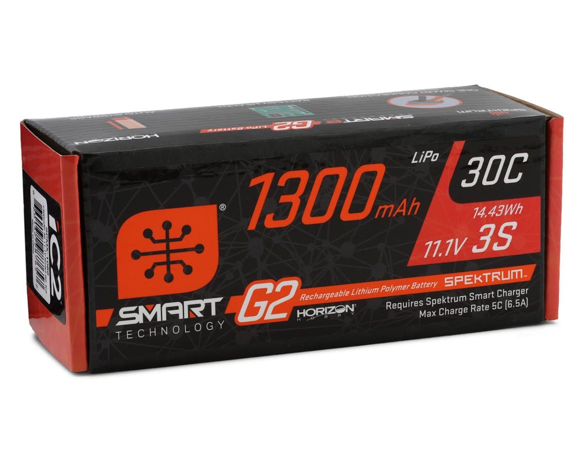 Spektrum 1300mAh 3S 11.1v 30C Smart G2 LiPo Battery with IC2 Connector, Grom BLX [SPMX - 1089] - Hobbytech Toys