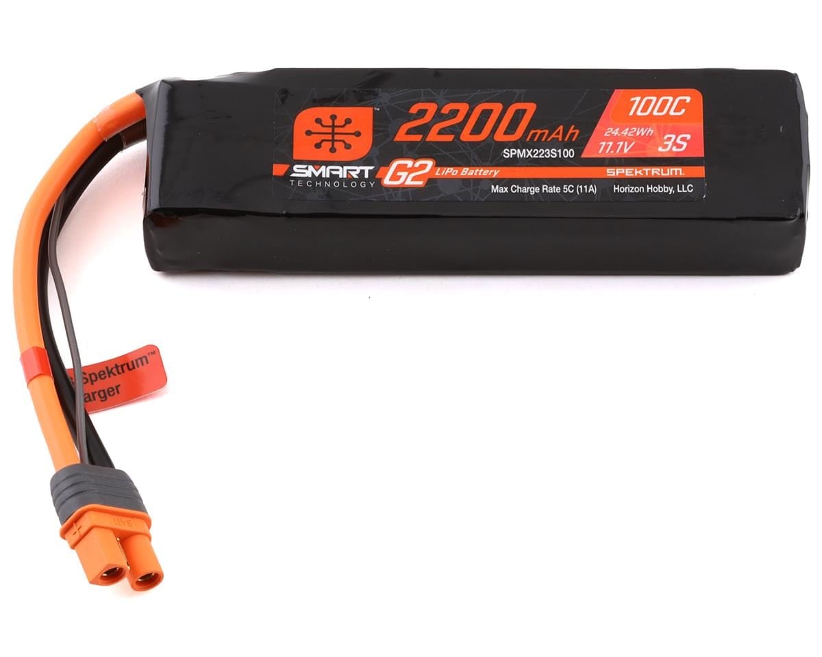 Spektrum 2200mAh 3S 11.1V 100C Smart G2 LiPo Battery with IC3 Connector