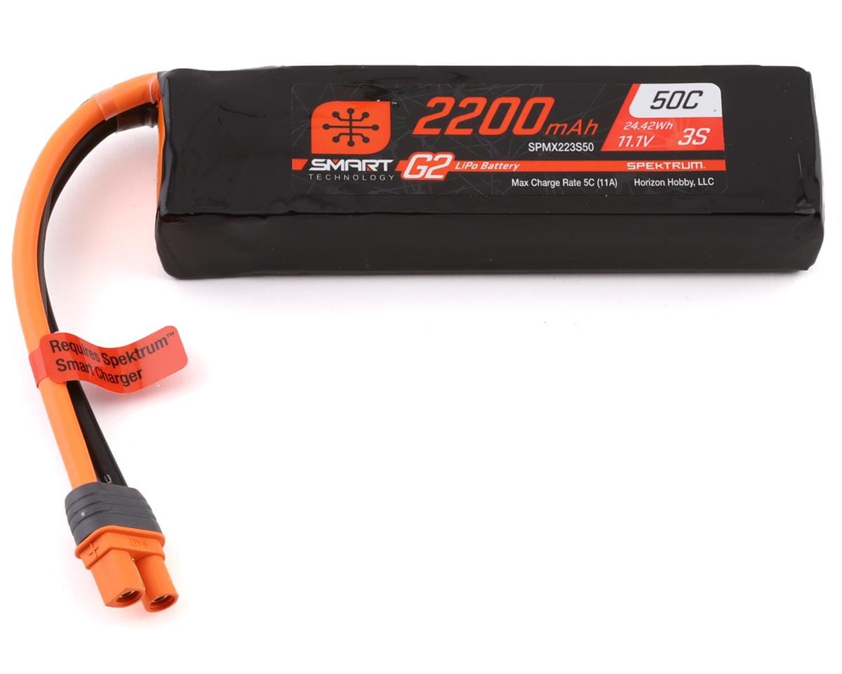 Spektrum 2200mAh 3S 11.1V 50C Smart G2 LiPo Battery SPMX223S50